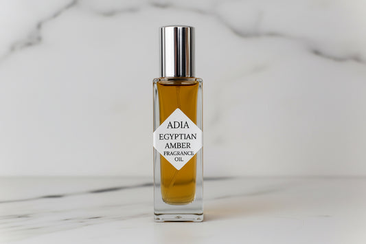 Travel-friendly natural fragrance oil in a square shaped roll-on bottle that has a warm vanilla base, complemented by a citrus and floral mix of essential oils.