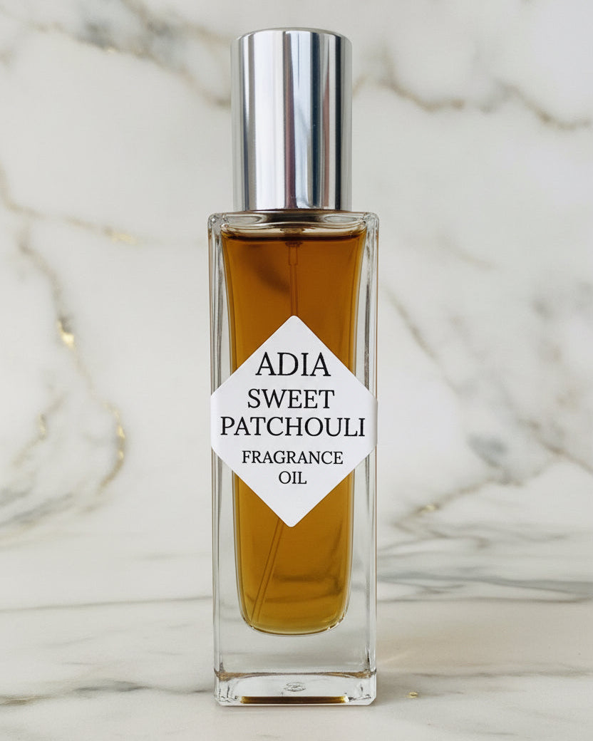 Travel-friendly natural fragrance oil in a square shaped, roll-on bottle that is made with a sweet amber oil and classic, wild-crafted Patchouli essential oil.